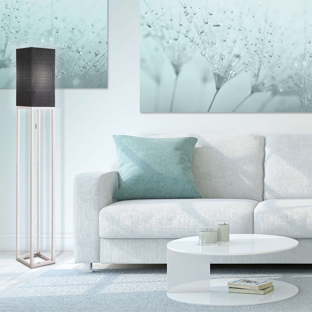 Stehleuchte "ALFA", moderne Stehlampe aus Metall und Textil in Chrom/Dunkelgrau, mit E27-Fassung, 150,5 cm hoch, schicke Lampe für Diele, Wohnzimmer und Büro