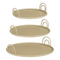 Rundes Tablett mit Griff Beige 3er-Set aus Eisen – Mica Decorations