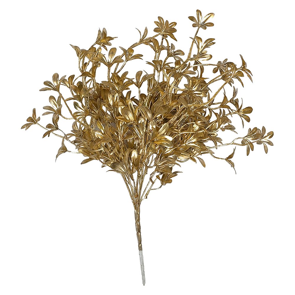 Dekorationszweig aus goldfarbenem Kunststoff