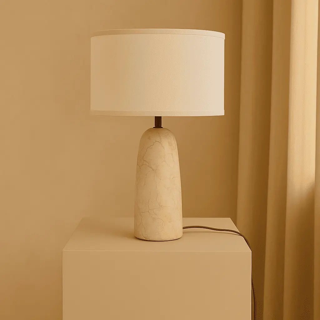 Charlotte Marmorlampe | Baumwollschirm und elegante Beleuchtung