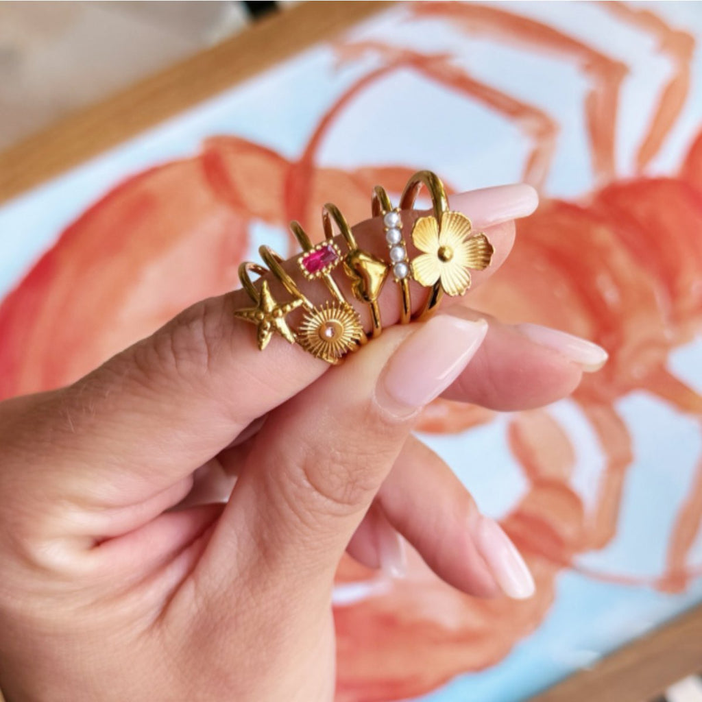 Minimalistischer Ring mit Perlenstab