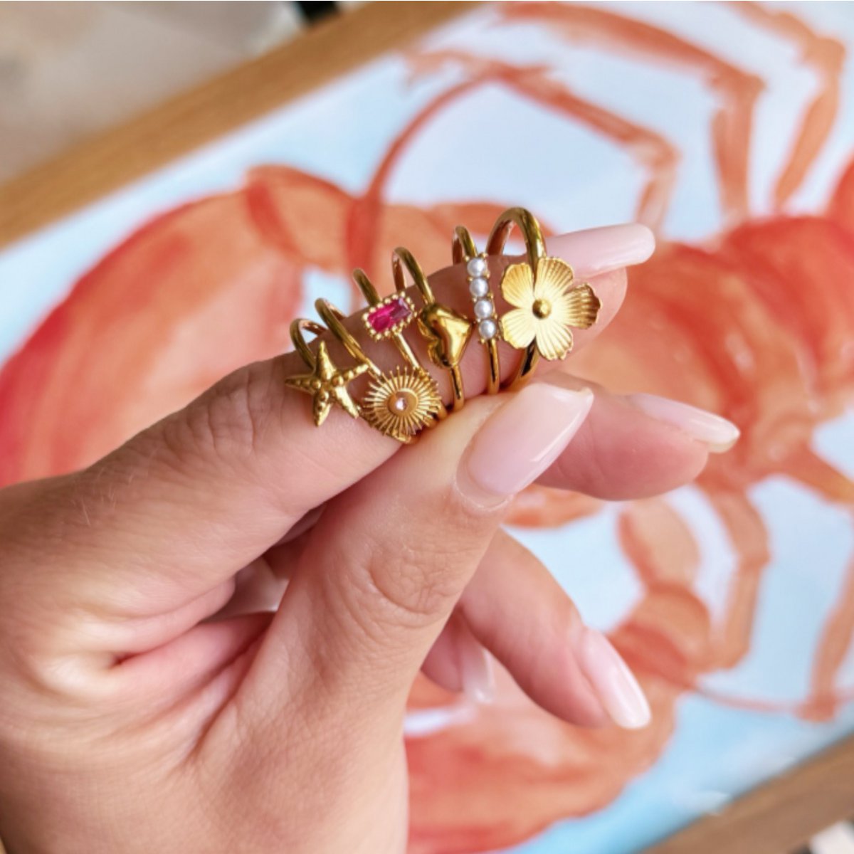 Minimalistischer Ring mit Perlenstab