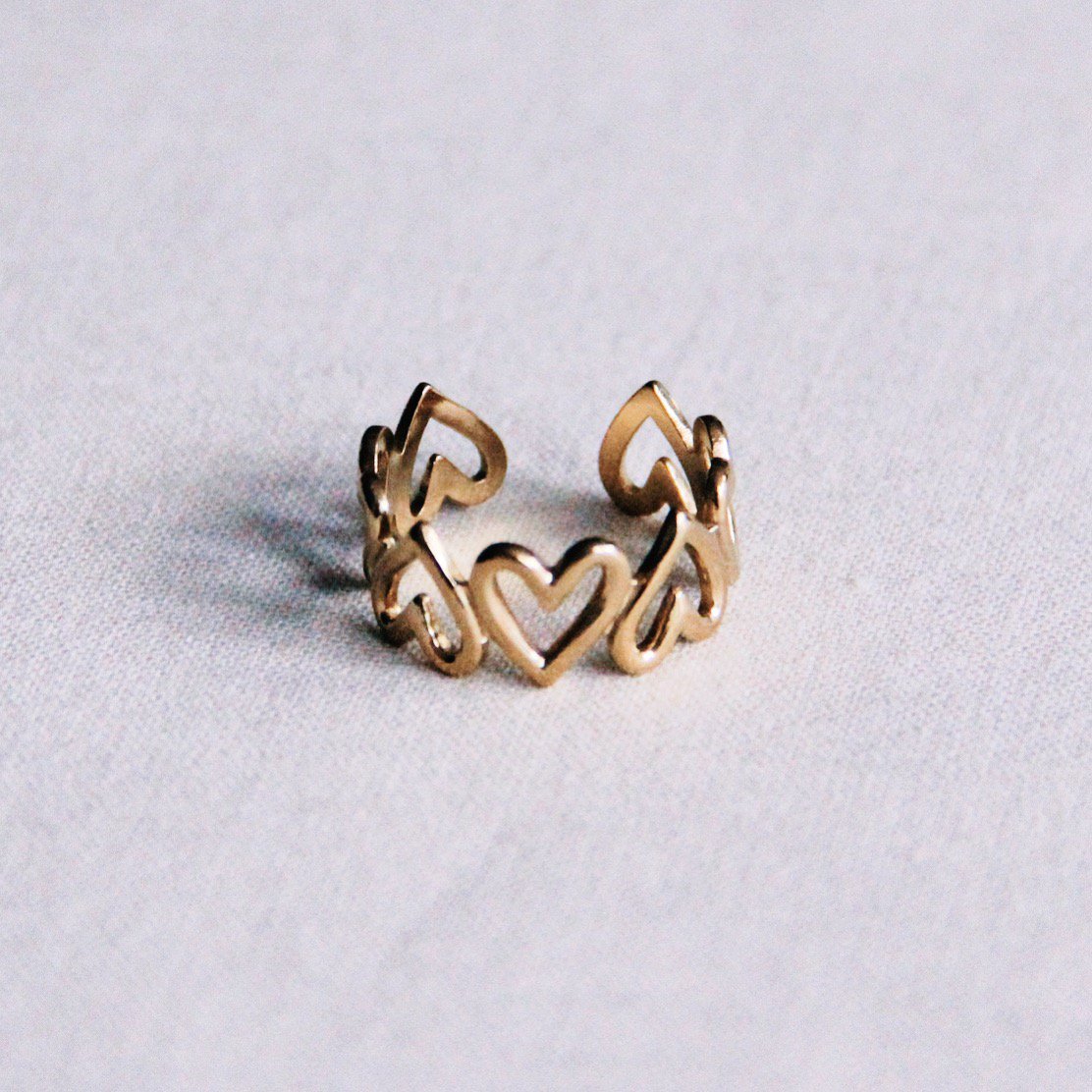 Verstellbarer Ring aus Edelstahl mit Herz – Gold