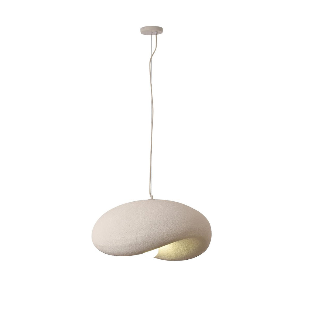 Hängelampe Nami 60 cm Beige – Japandi Lampe aus GFK mit organischer Form – E27