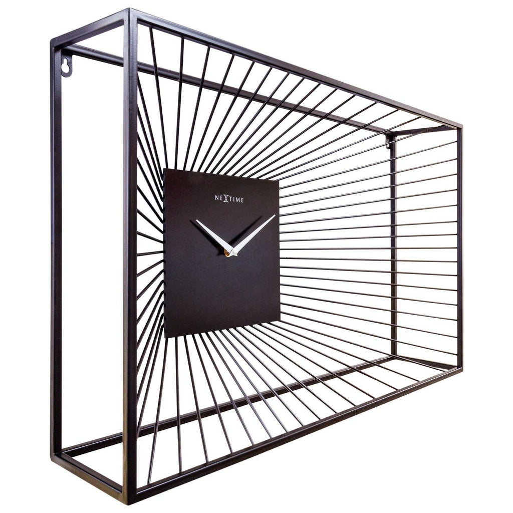 Große Wanduhr 70x45x15cm - Lautlos - Schwarz - Metall - "Vasco"