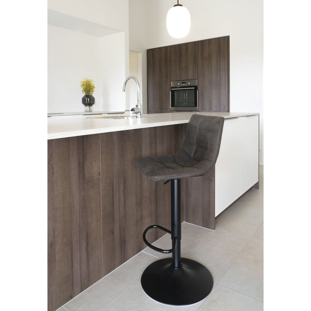 Middelfart Barstuhl – Dunkelgrau, Mikrofaser, schwarze Metallbeine, 43 x 43 x 88/108 cm – 2er-Set