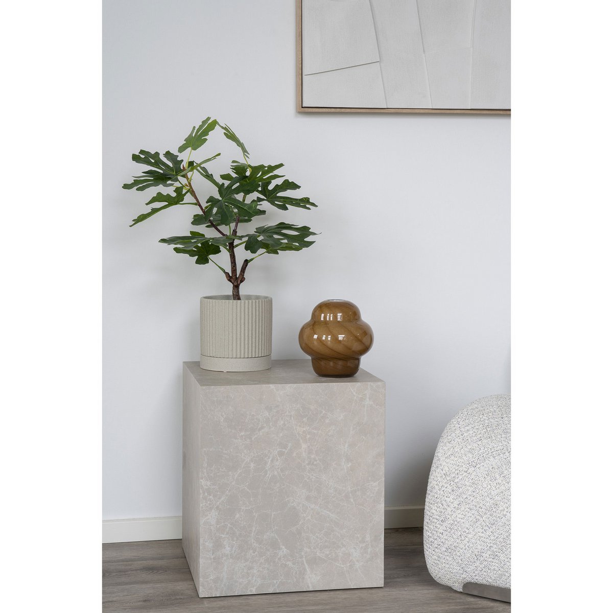 Glas-Vase in Braun - stilvolle Deko-Vase rund
