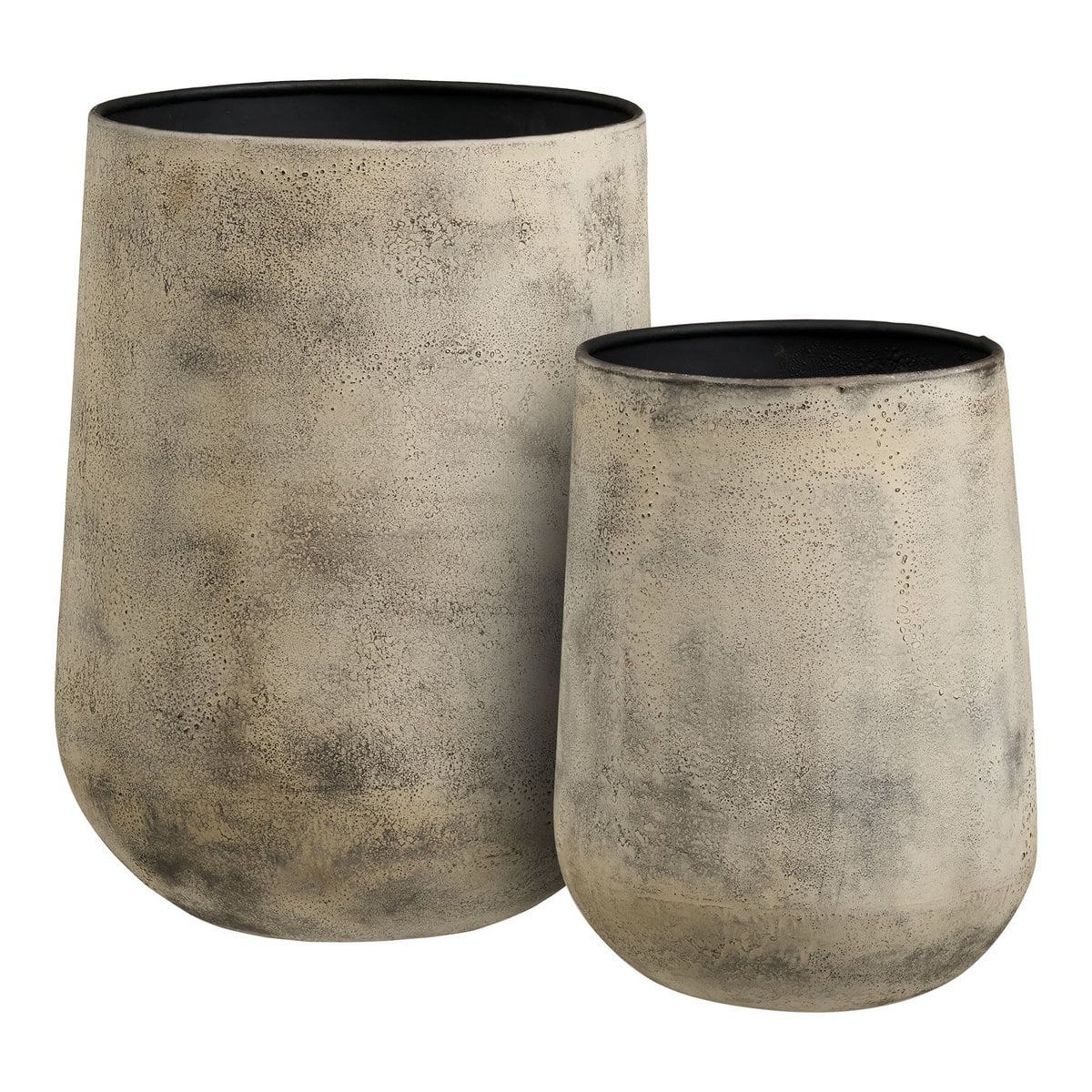Hou Decorative pot, metal, antique beige, set af 2