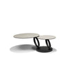 Orion Couchtisch B-5706 – Travertin-Glaskeramik – 2 drehbare Tischplatten