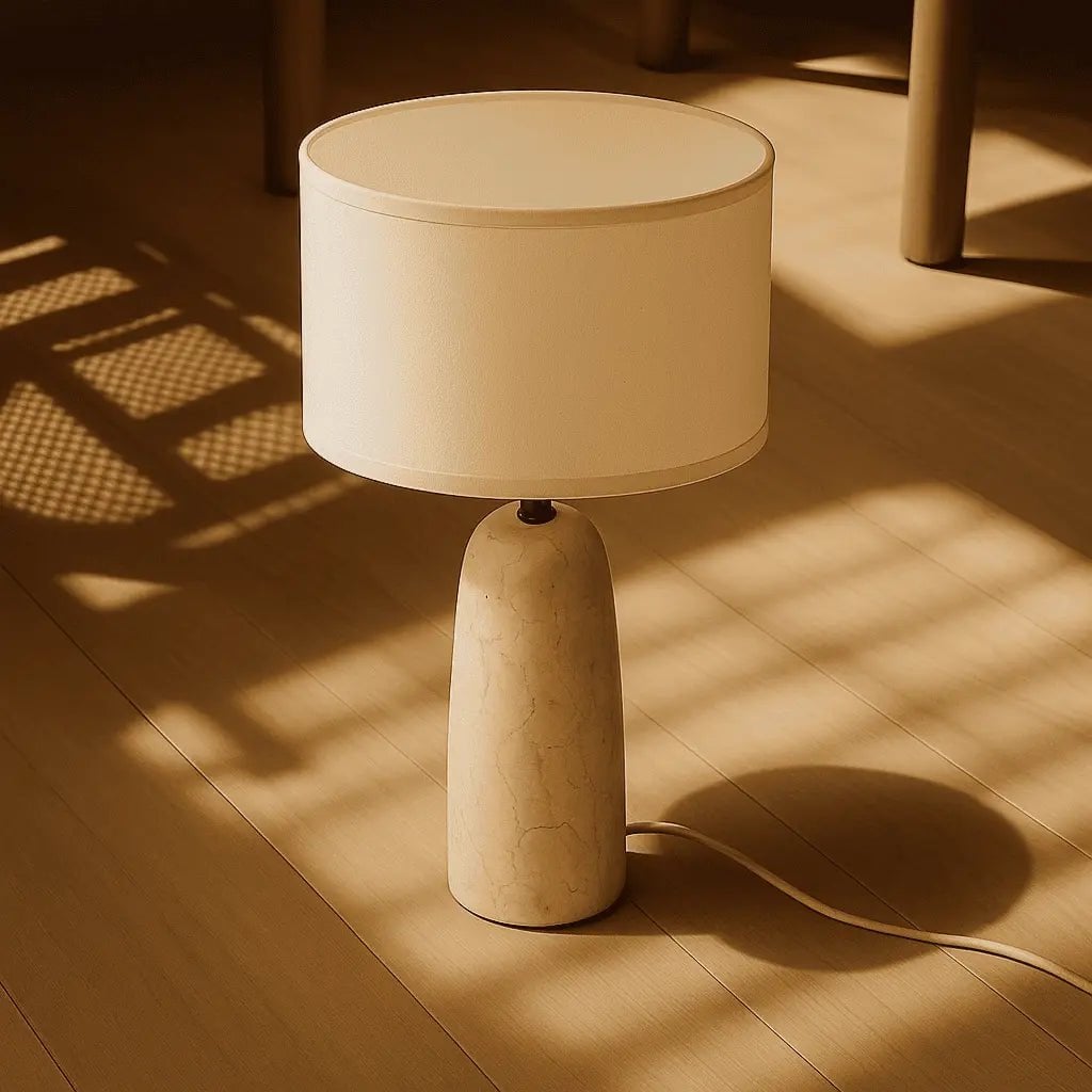 Charlotte Marmorlampe | Baumwollschirm und elegante Beleuchtung