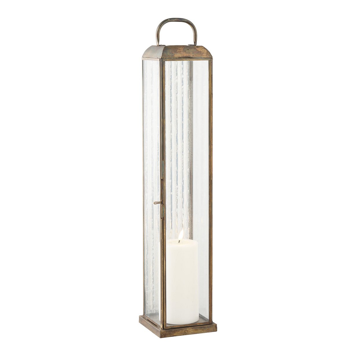 Herslev Lantern, glass/metal, antique brass look, 12x12x60 cm