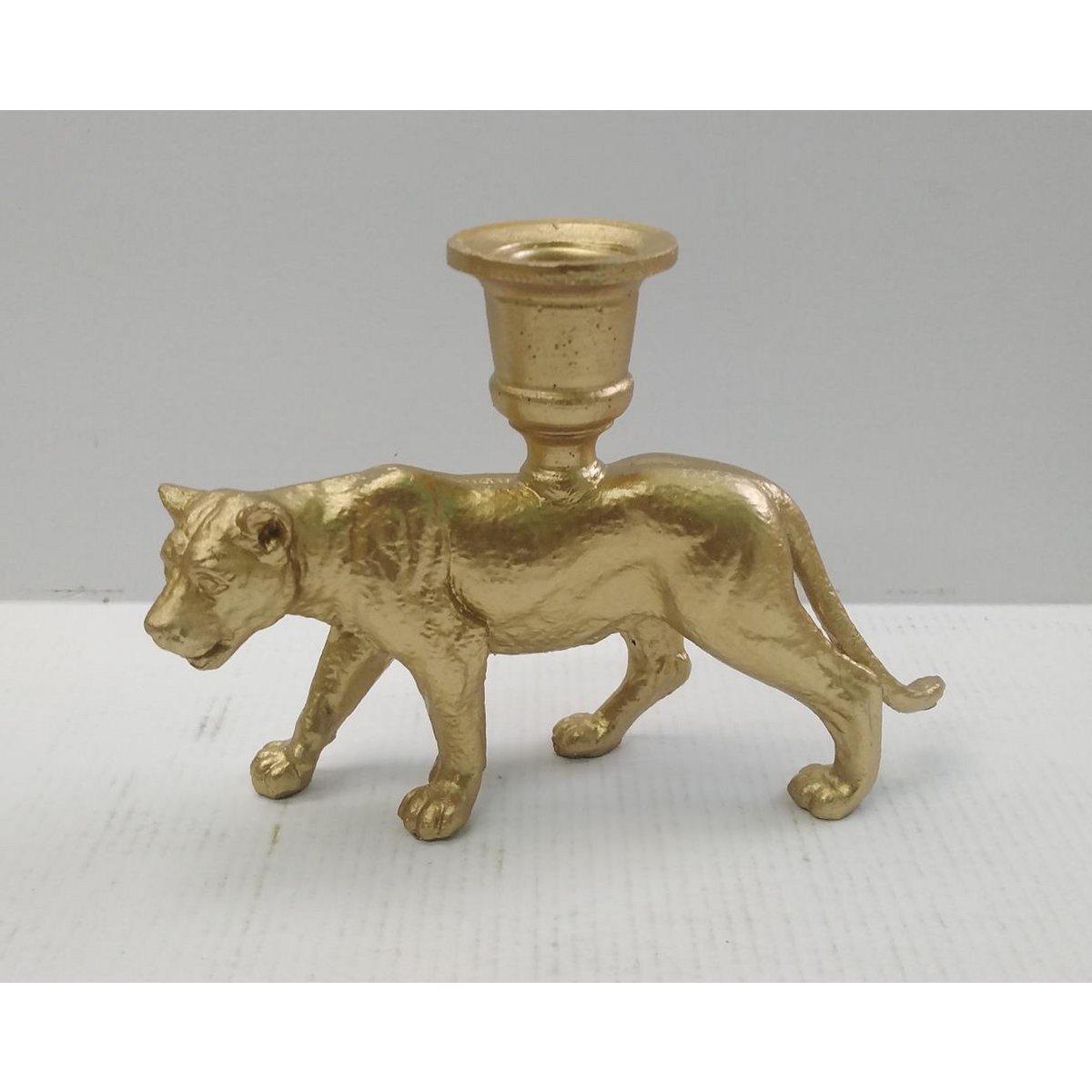 Polyresin Kerzenhalter Panther Gold