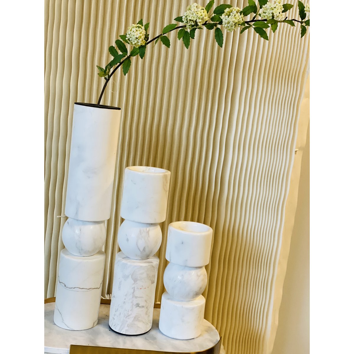 Marmor Kerzenhalter Weiß | Luxuriöser Teelichthalter aus echtem Marmor | H19,5 cm