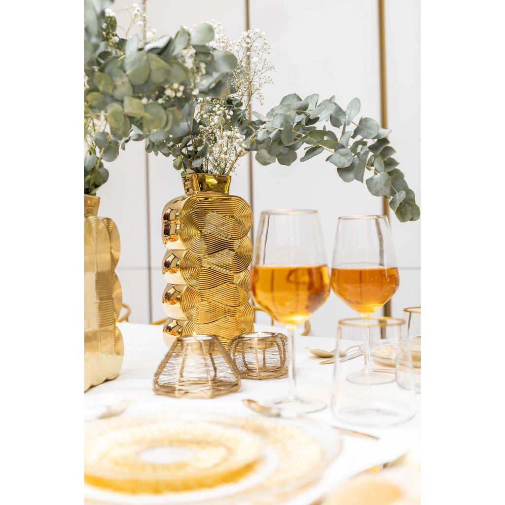 Konischer Kerzenraht mit vergoldetem Draht 11x11x6cm