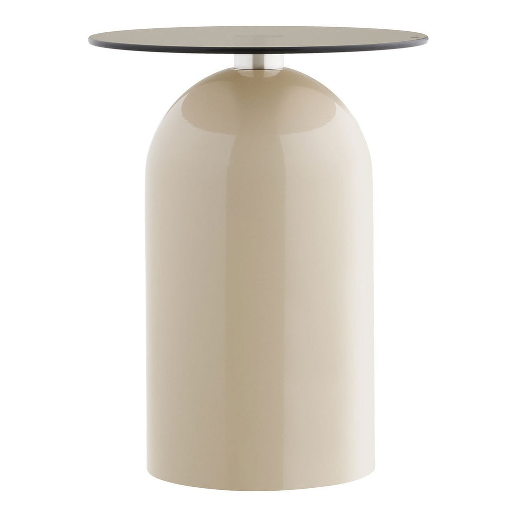 Ravello Side table, tempered glass/metal, grey/beige, ø40x52 cm