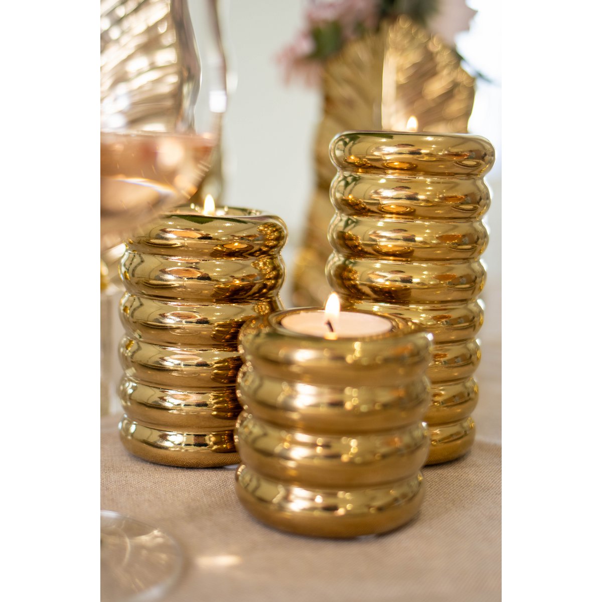 Goldene Keramik -Kerzenschicks - Los 3