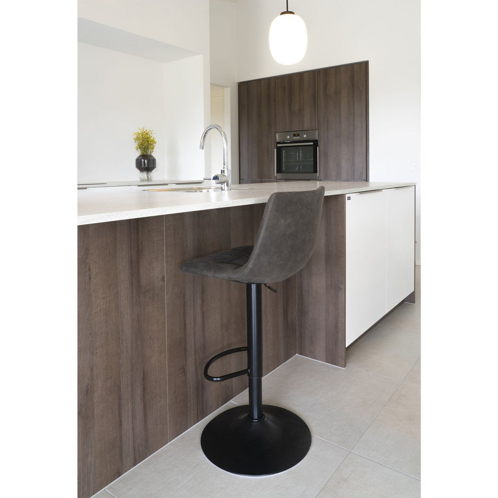 Middelfart Barstuhl – Dunkelgrau, Mikrofaser, schwarze Metallbeine, 43 x 43 x 88/108 cm – 2er-Set