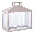 Lucca Lantern - Beige/Grau, Metall/Glas, 26,5 x 13 x 26,5 cm