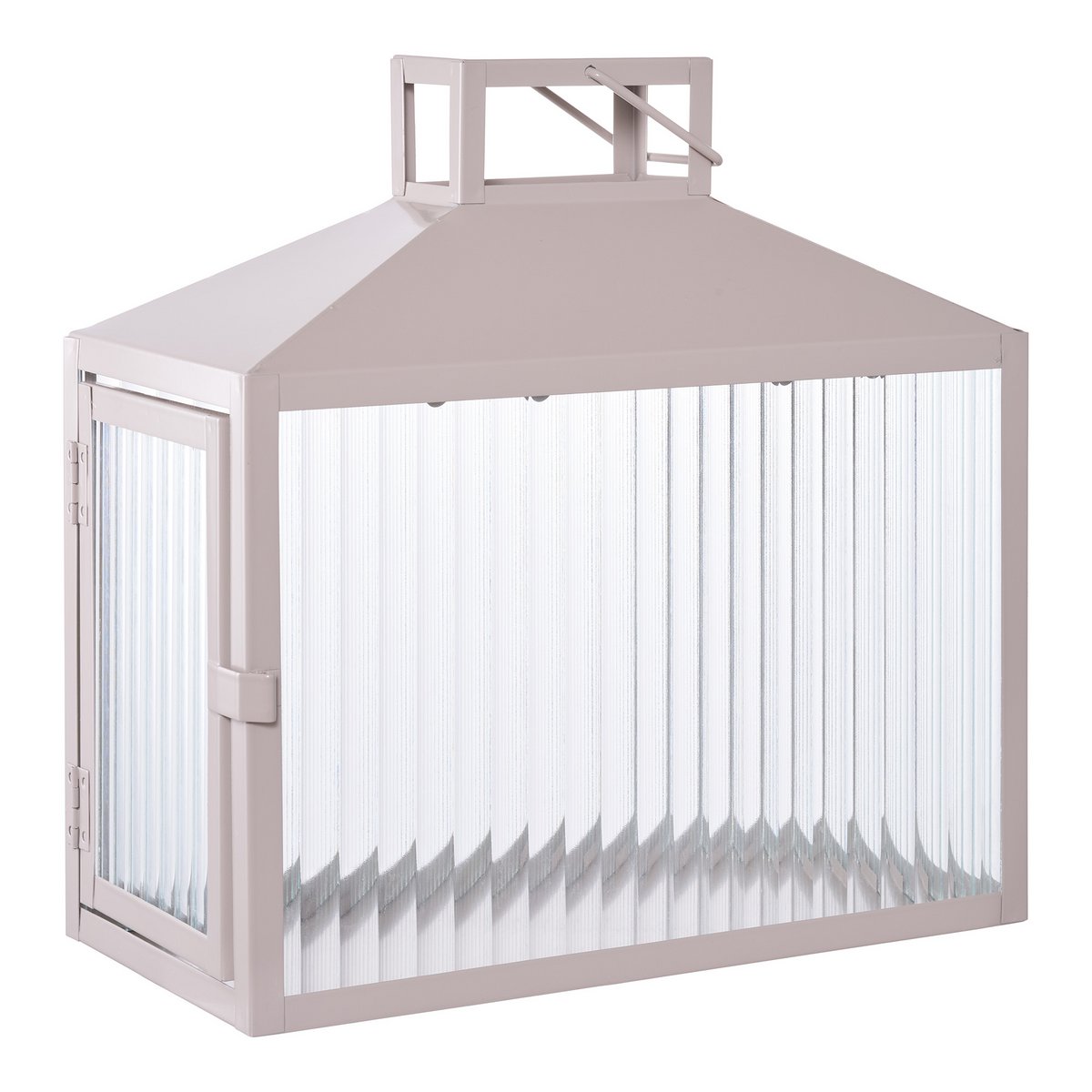 Lucca Lantern - Beige/Grau, Metall/Glas, 26,5 x 13 x 26,5 cm