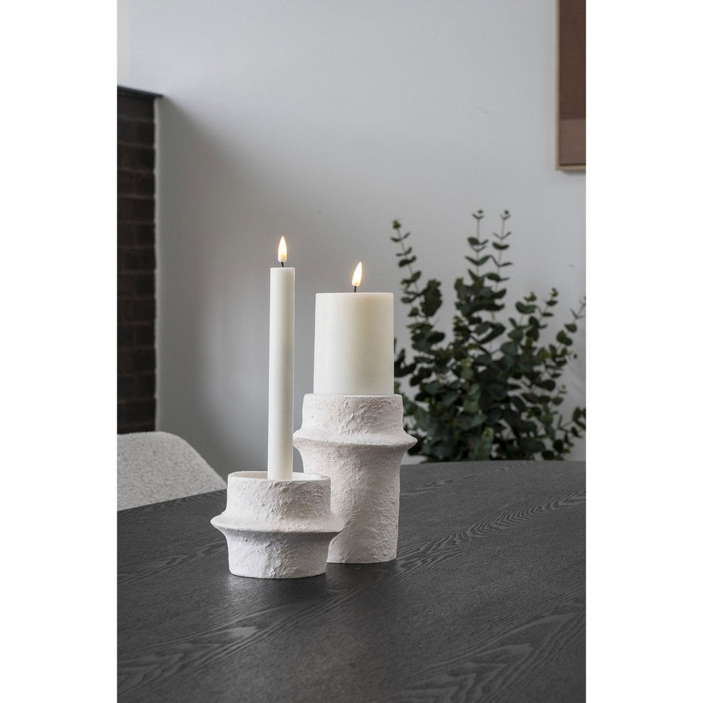 2er-Set Kerzenhalter aus Zement – Weiß, Modern & Minimalistisch