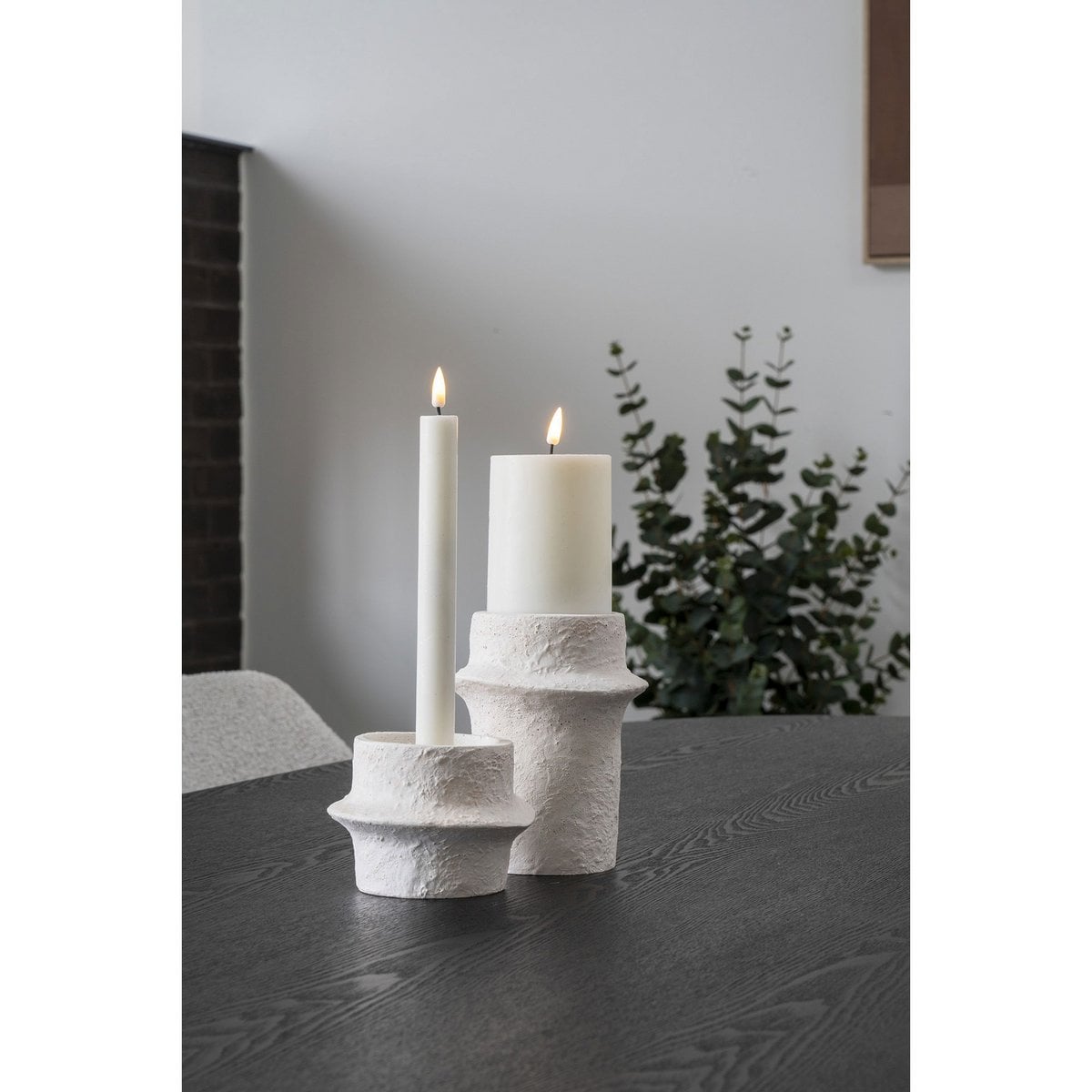 2er-Set Kerzenhalter aus Zement – Weiß, Modern & Minimalistisch