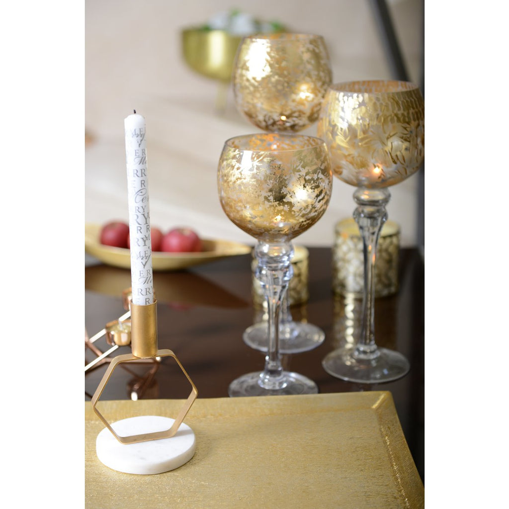 MAT ECOTO Golden Kerzenhalter Marble Support H.17 cm