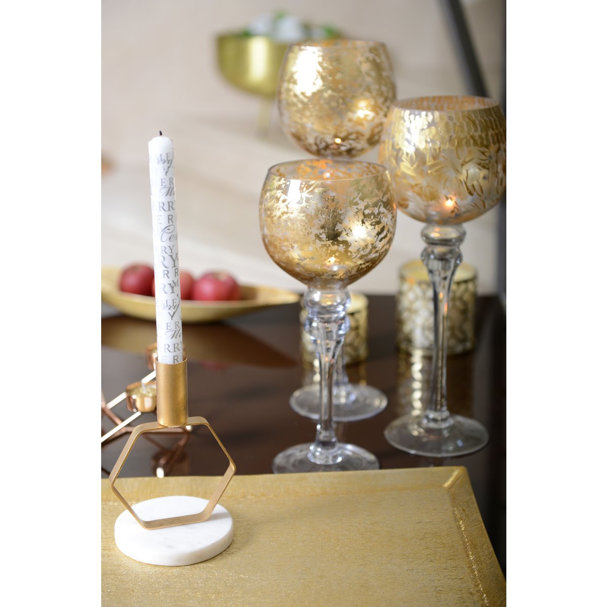 MAT ECOTO Golden Kerzenhalter Marble Support H.17 cm