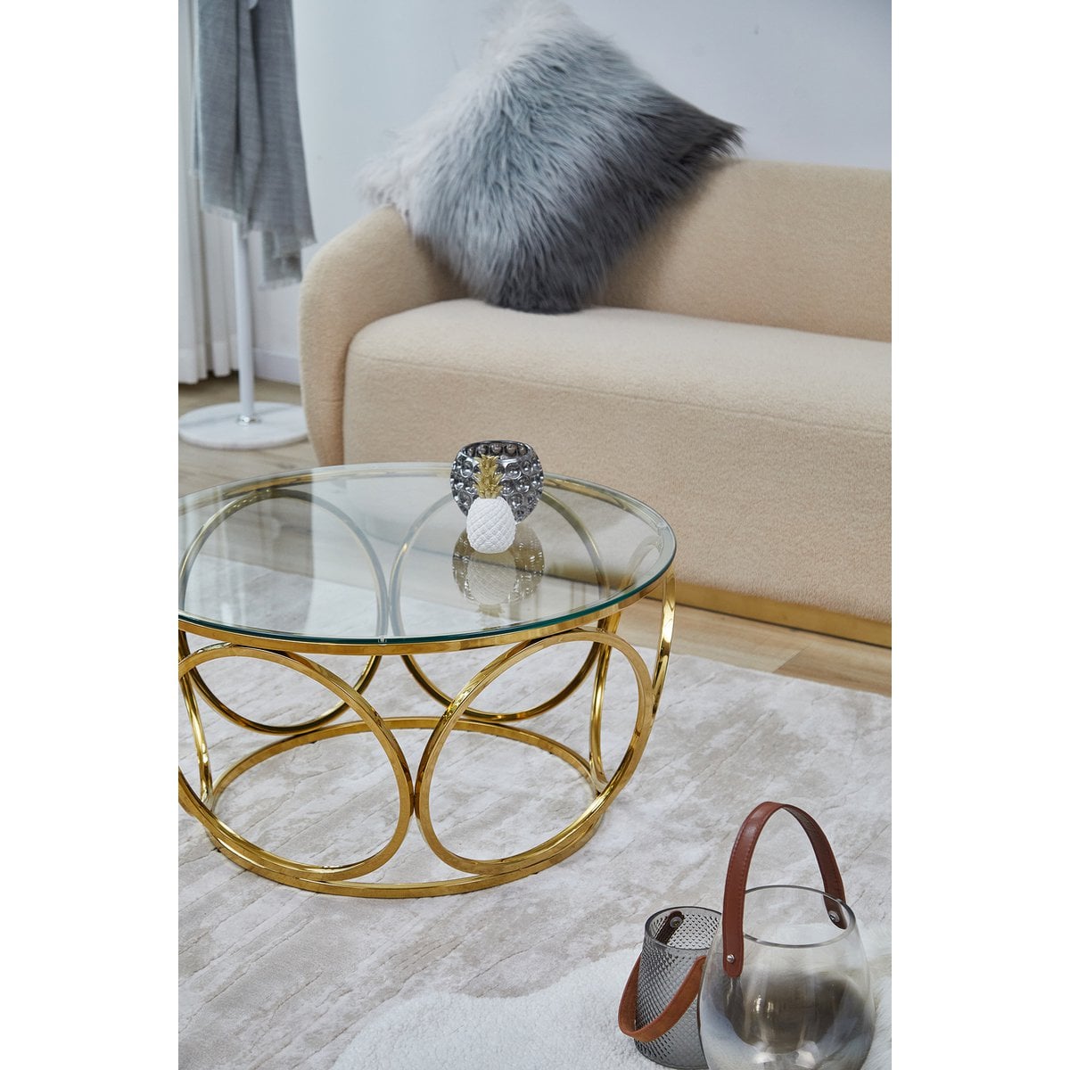 Couchtisch Ø 80 cm Gold/Klarglas