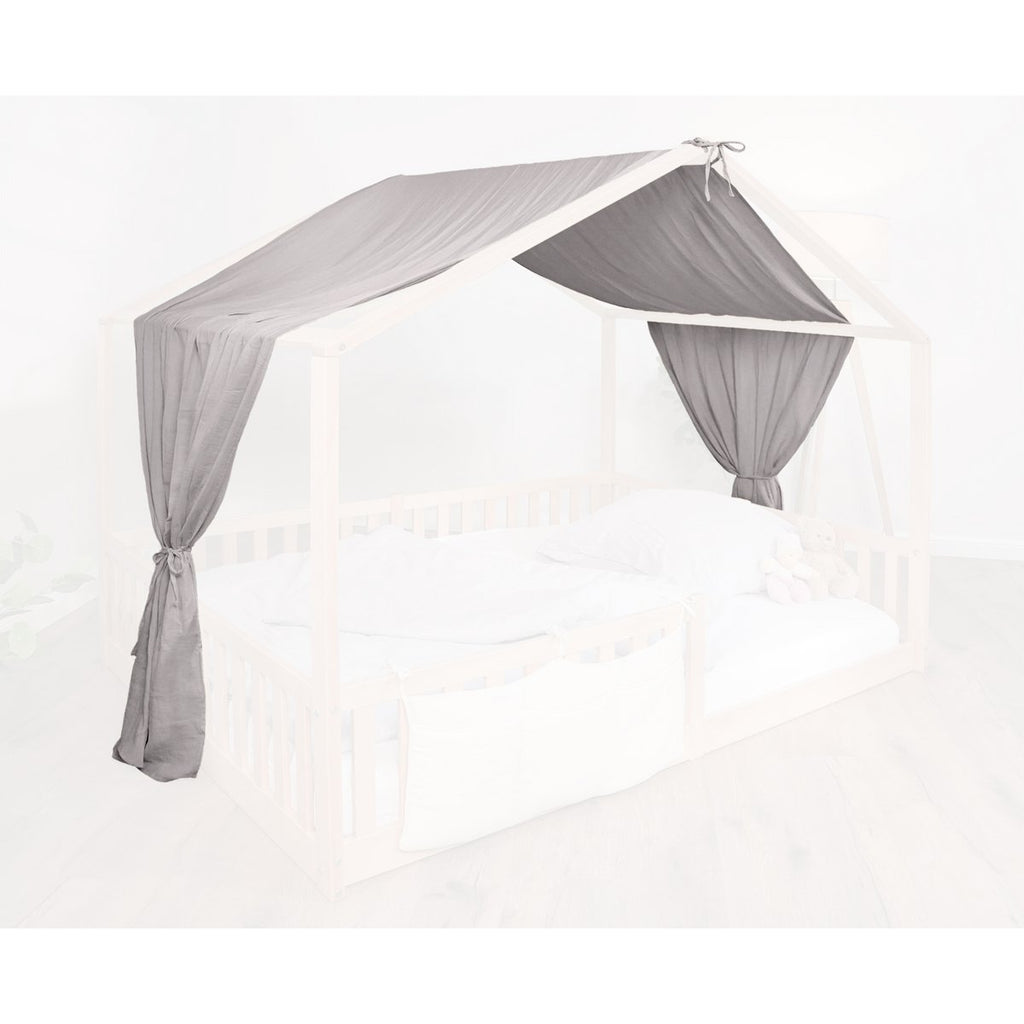 tiSsi® Baldachin Musselin für Hausbetten 120-140x200 cm grau