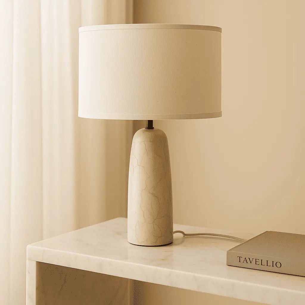 Charlotte Marmorlampe | Baumwollschirm und elegante Beleuchtung