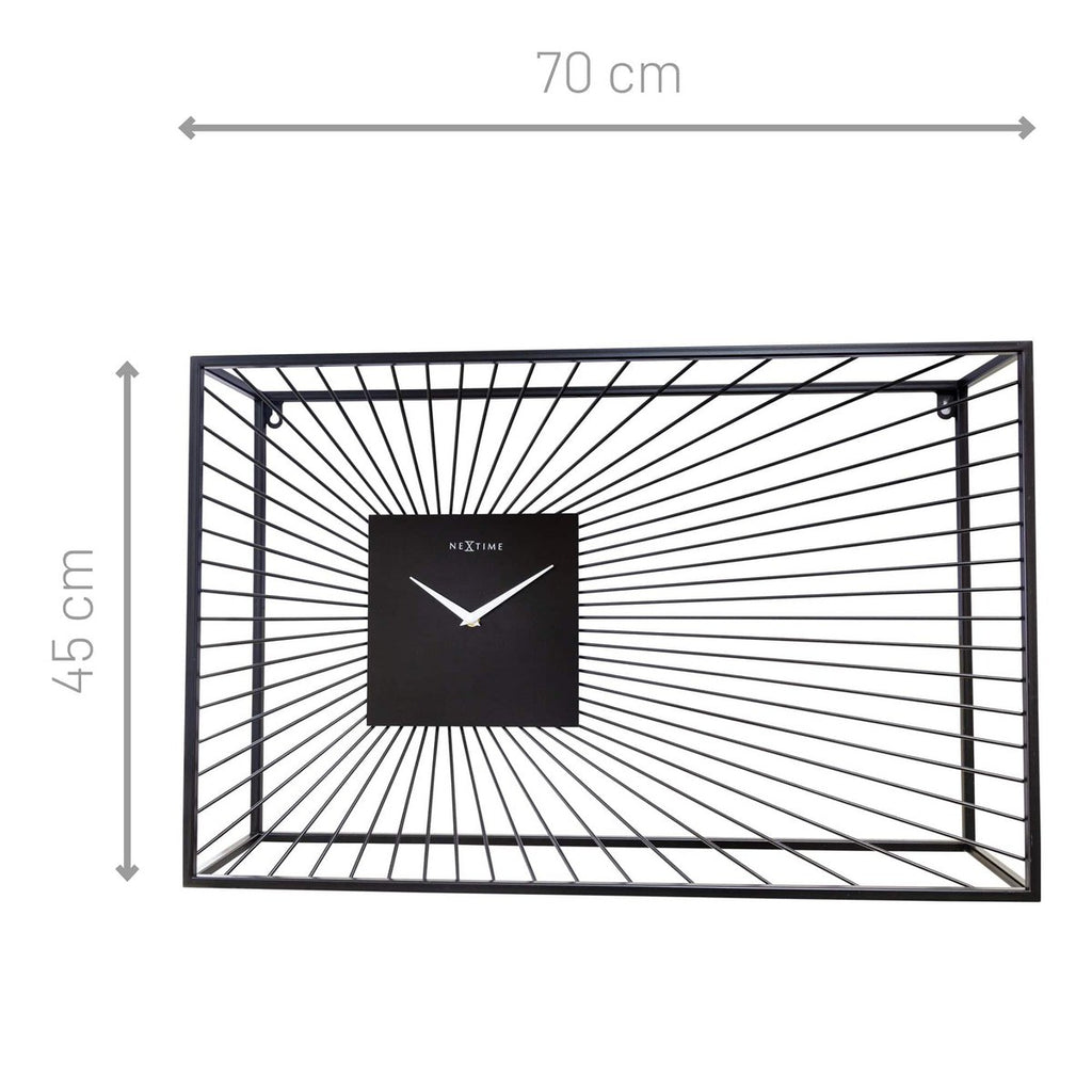 Große Wanduhr 70x45x15cm - Lautlos - Schwarz - Metall - "Vasco"