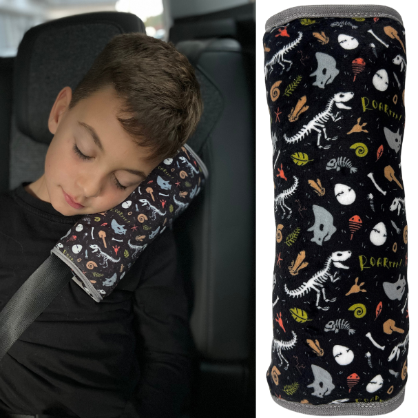 Auto Schlafkissen Dino Skelett - HECKBO Gurtkissen für Kinder