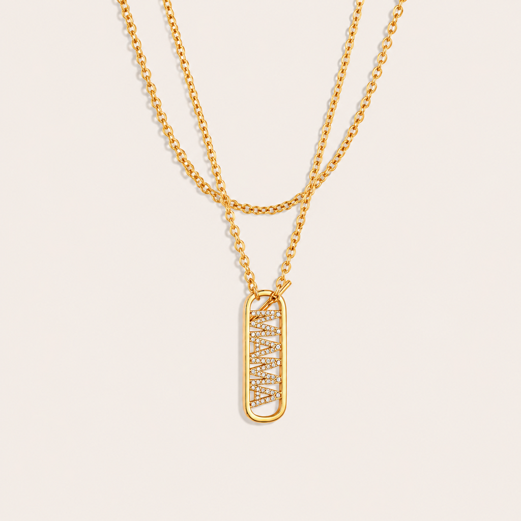 Mama Zircon Tag NECKLACE