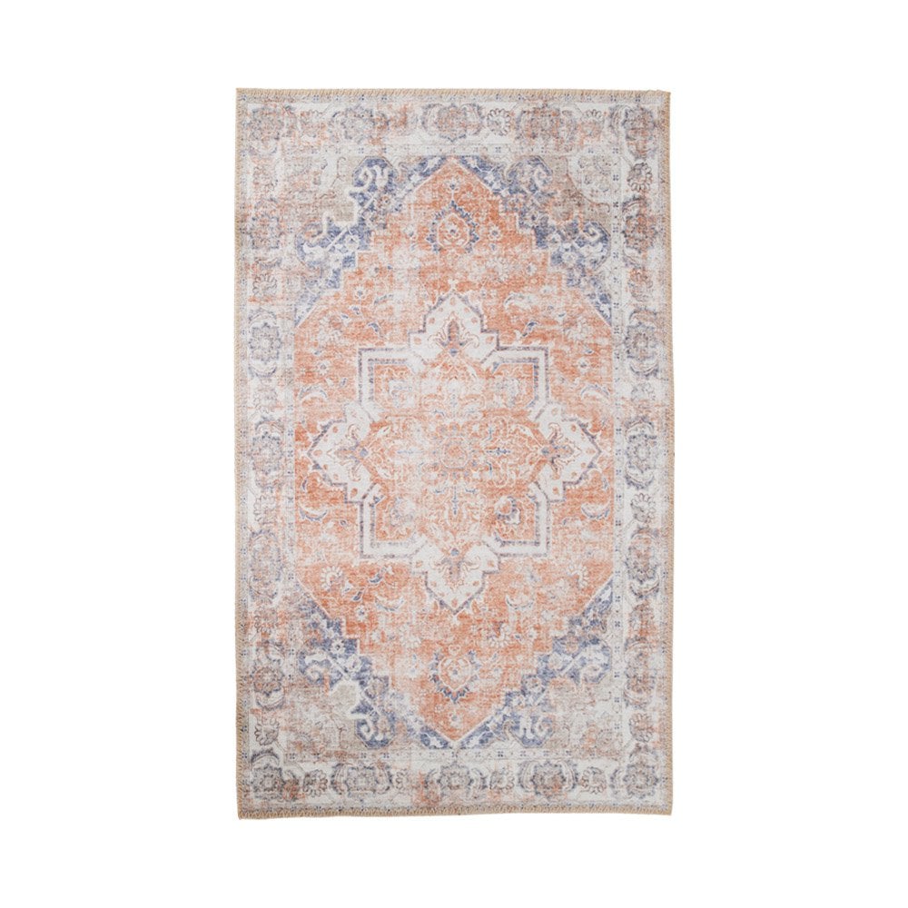 Havanna-Teppich – Chenille-Polyester, Blau/Orange – 160 x 230 cm