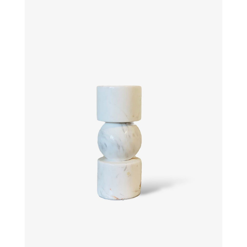 Marmor Kerzenhalter Weiß | Luxuriöser Teelichthalter aus echtem Marmor | H19,5 cm