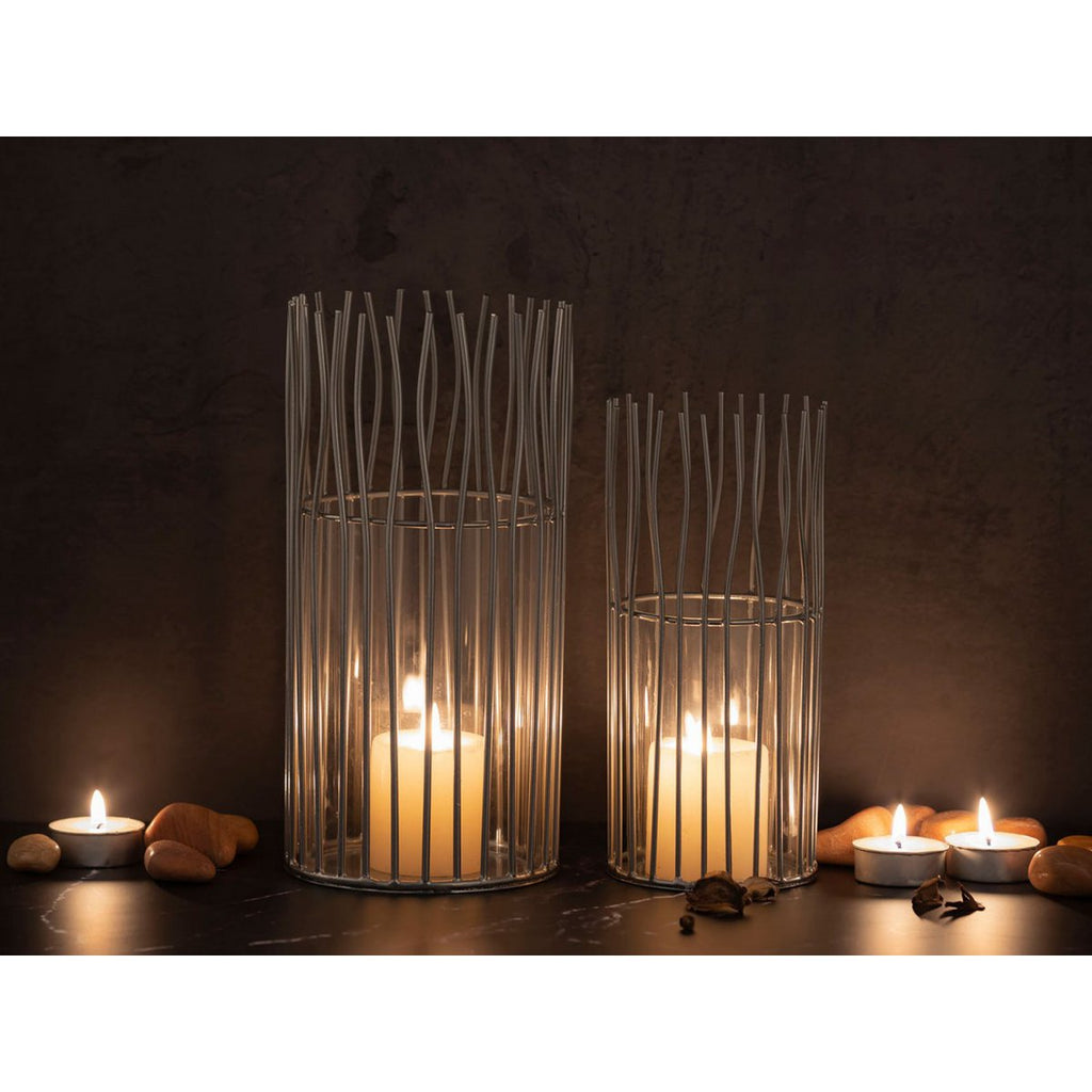 Kerzenhalter Set 2-teilig Teelichthalter Windlicht Loft schwarz o. silber Kerzenständer Windlichter