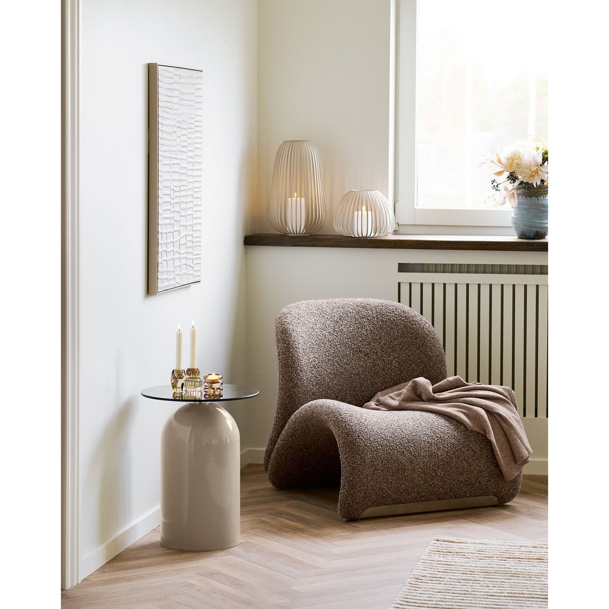 Ena Relief Wanddekoration, beige, 60x80 cm