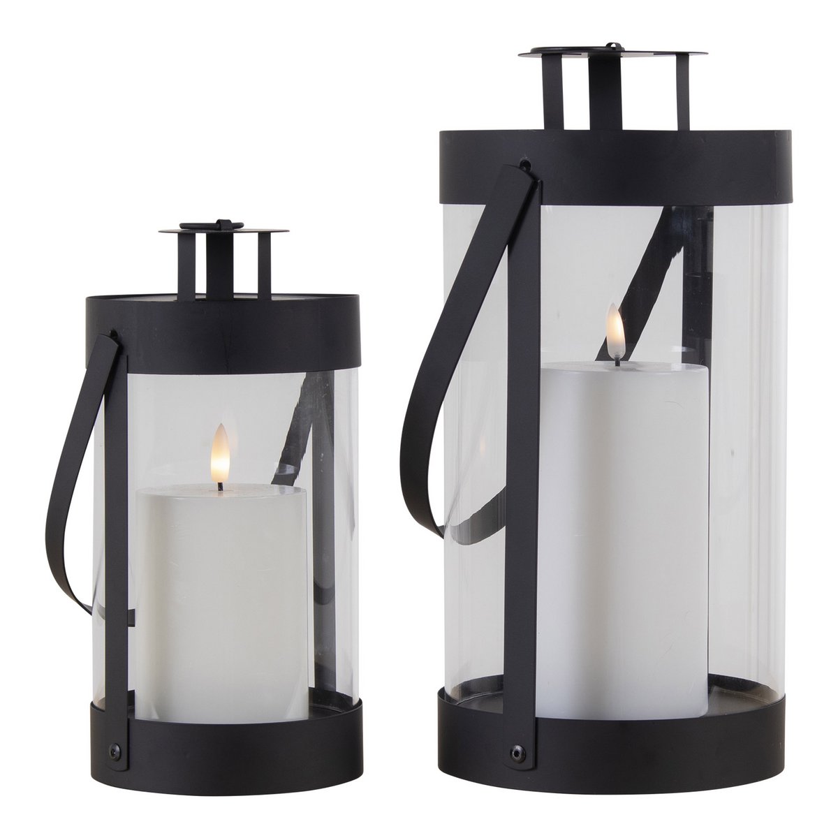 Bondi-Laternen – Schwarz, Stahl/Glas – 2er-Set