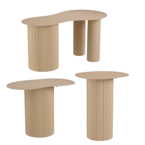 Beistelltisch Set Lux Hellbraun 3-teilig aus Eisen – Mica Decorations