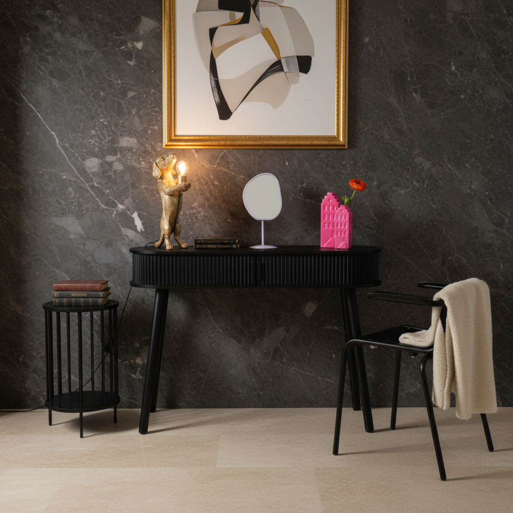 Beistelltisch - Schwarz - MDF - 100x33x76cm
