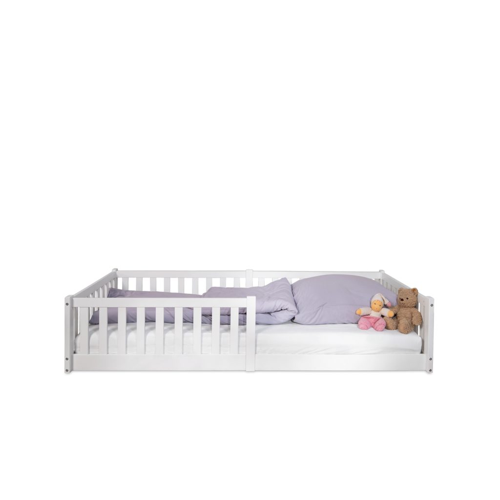 tiSsi® Bodenbett / Hausbett ENNO 90x200 cm Buche WEISS inkl. opt. Dach