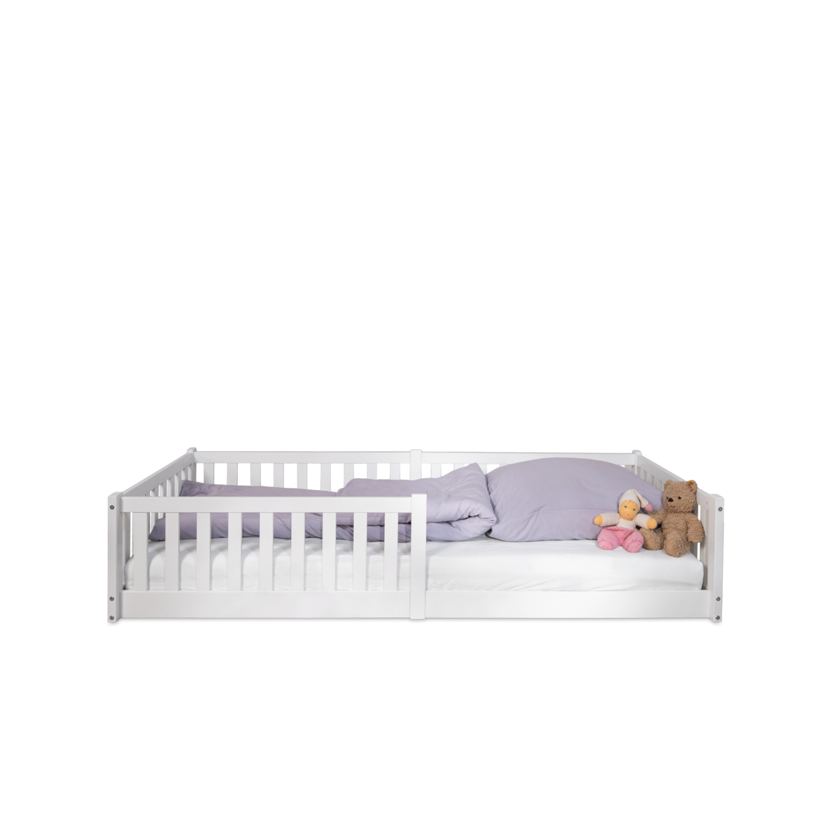 tiSsi® Bodenbett / Hausbett ENNO 90x200 cm Buche WEISS inkl. opt. Dach