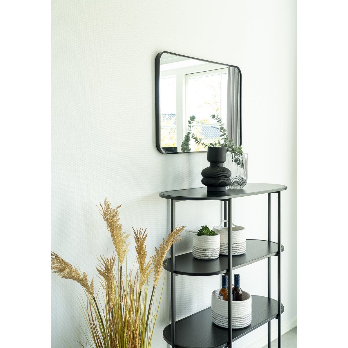 Regal – Schwarz, Stahl/Spanplatte/Melaminfolie, 85 x 36 x 111 cm