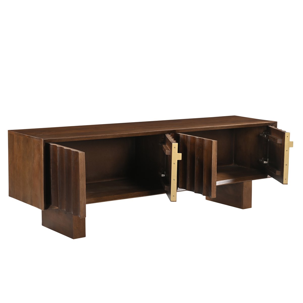 Sideboard Mangoholz 180cm - Seitenansicht mit modernen Kufenfüßen