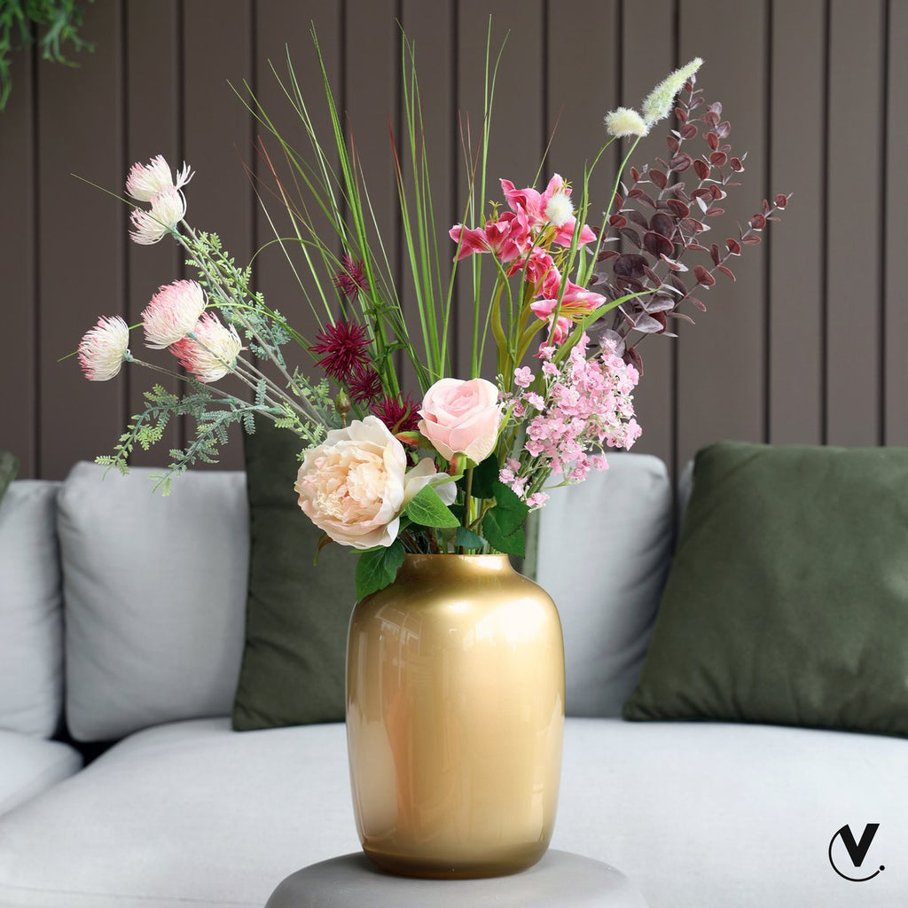 Artic Gold Vase mit getrockneten Blumen