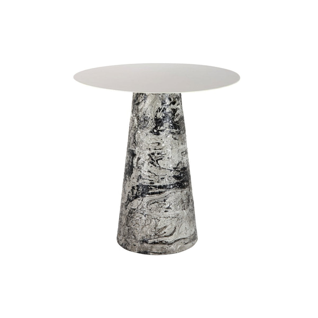 Hoher Beistelltisch Mosaik Marmor Weiß – Leitmotiv Mosaic Marble High Ø 40 cm