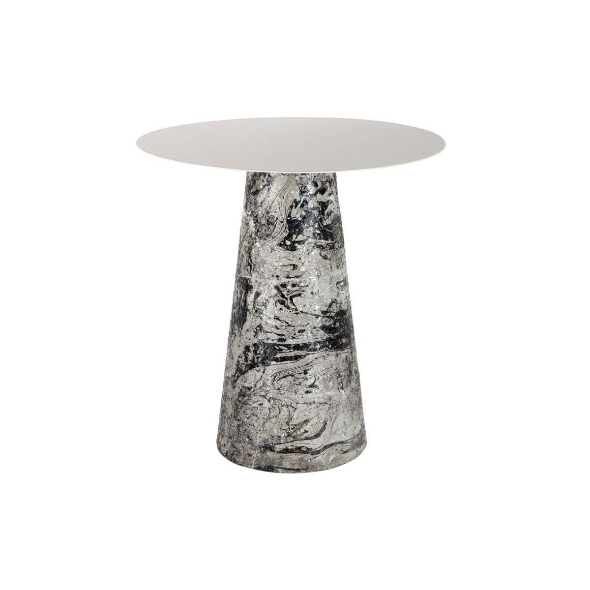 Hoher Beistelltisch Mosaik Marmor Weiß – Leitmotiv Mosaic Marble High Ø 40 cm