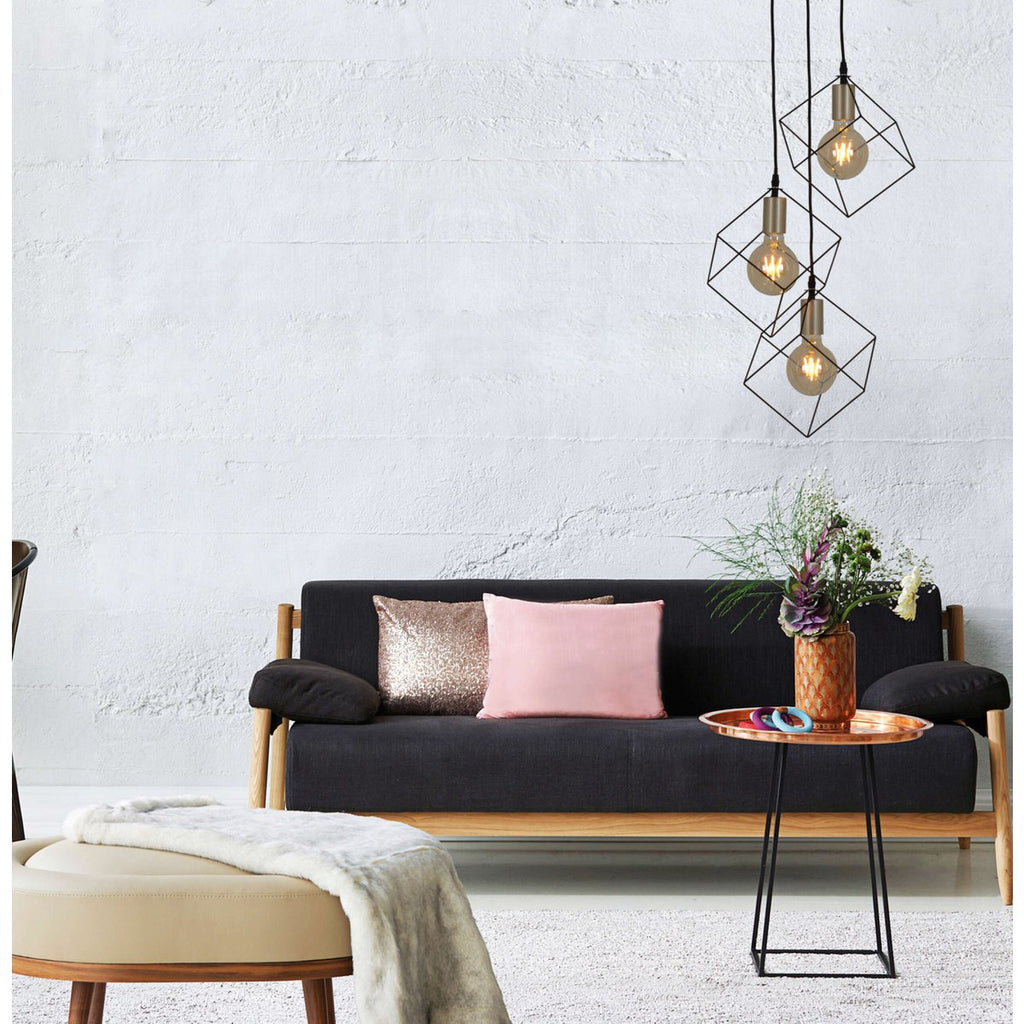 3 flammige Pendelleuchte "CANTO", Hängelampe aus Metall in Schwarz, und Gold, E27-Fassung-Fassung-Fassung, für Esszimmer, Wohnzimmer, Diele oder Büro, 39 x 39 cm