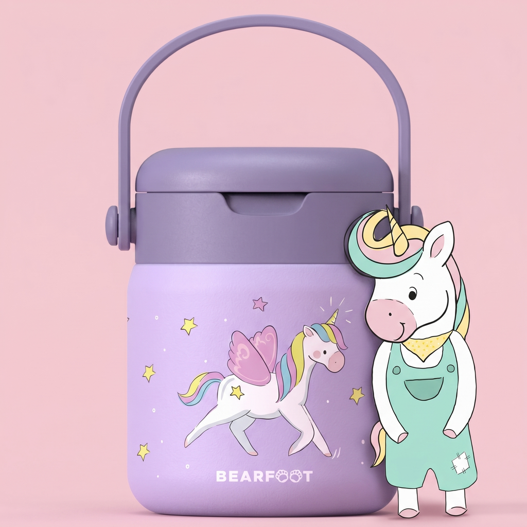 Thermobehälter Kinder Edelstahl - Einhorn lila