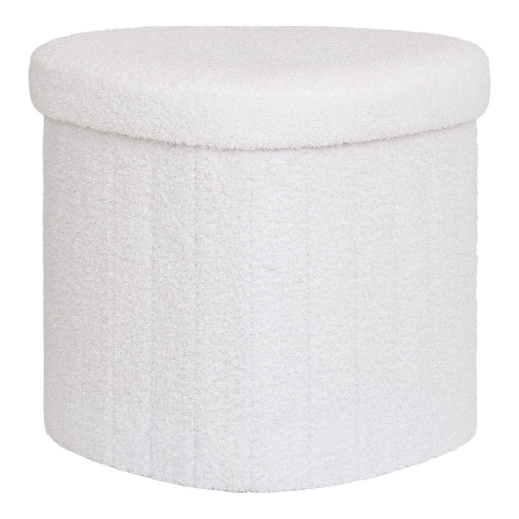 Medford Pouf – Weiß, Polyester/Schaum/Sperrholz, 36,5 x 42,5 x 37,5 cm